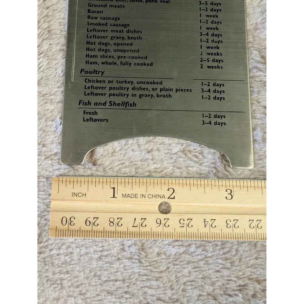 Amco Houseworks‎ Vintage Stainless Steel Safe Food Storage Times Magnet 8331